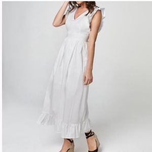 Zhu White Ruffle Midi Dress XS New With#116